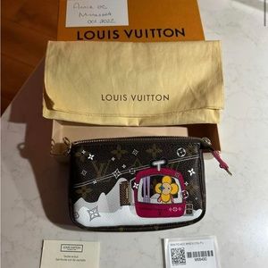 New w/Tags Louis Vuitton Mini Pouchette. Christmas Animation Collection